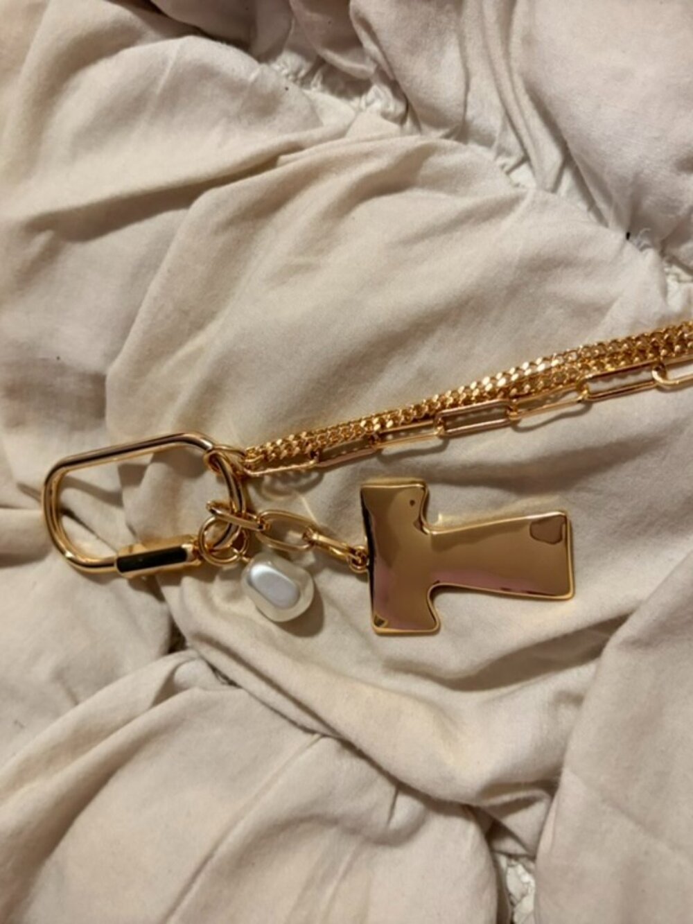 Free People Gold Tone Letter T Charm Bag Charm